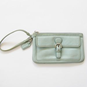Coach Aqua Leather Wristlet Wallet